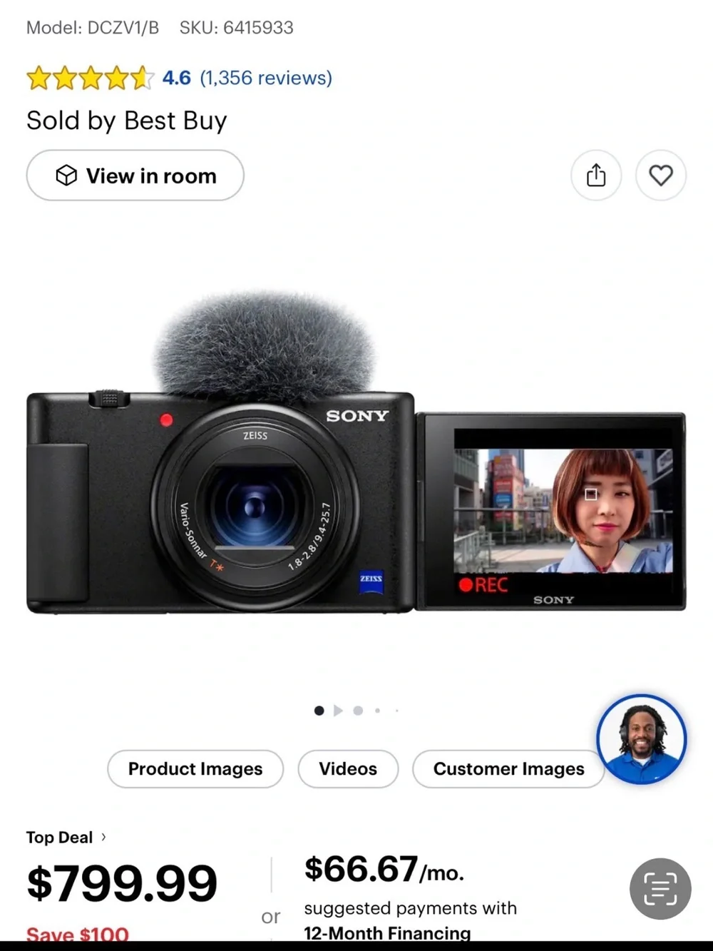 Sony ZV-1 Vlogging Camera Bundle | Grip | 3 Batteries | Charger| case | sd card